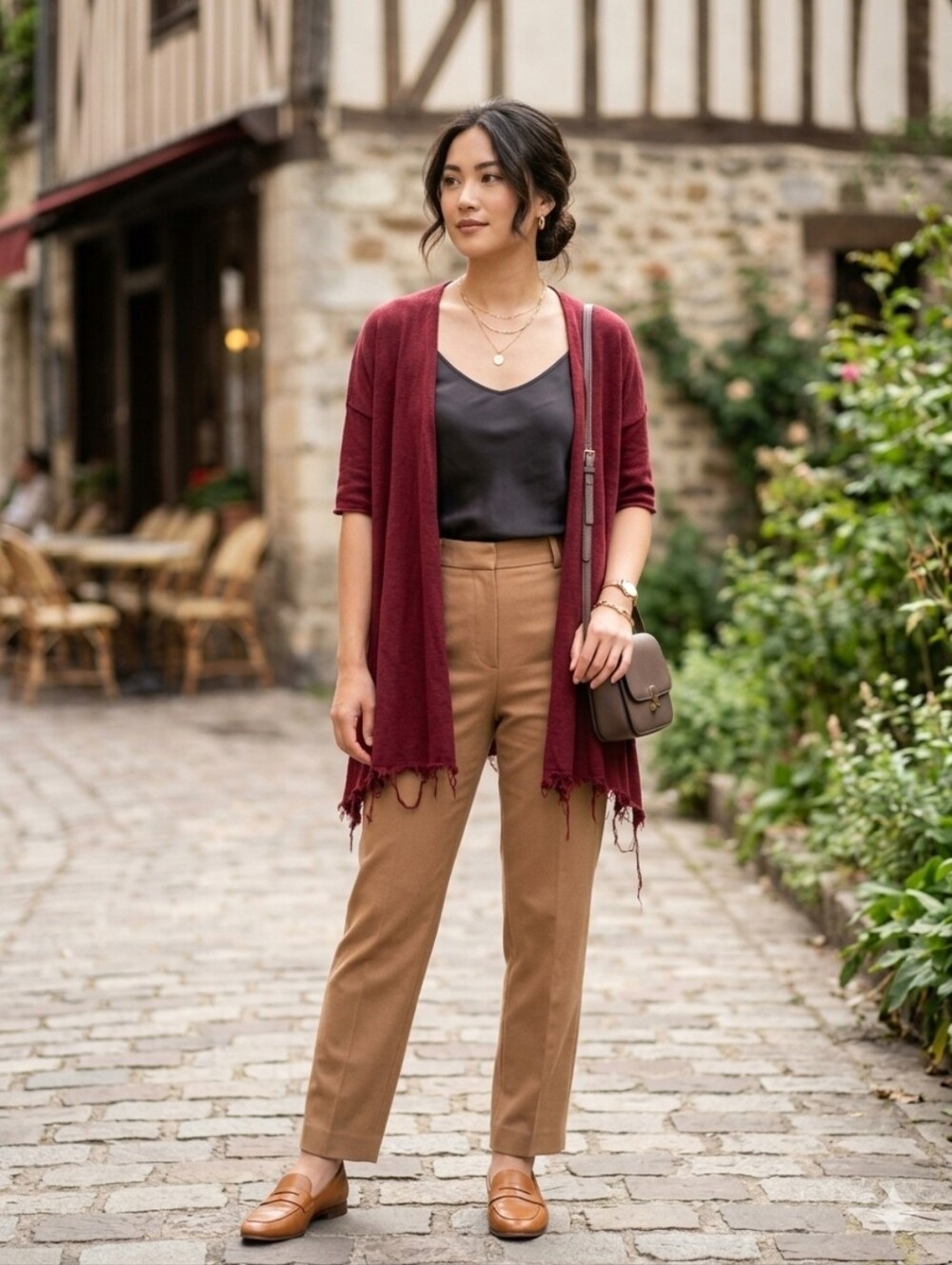 rue21 Burgundy Open Front Lightweight Cardigan S/M